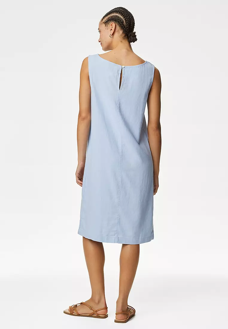 Linen Rich Knee Length Shift Dress