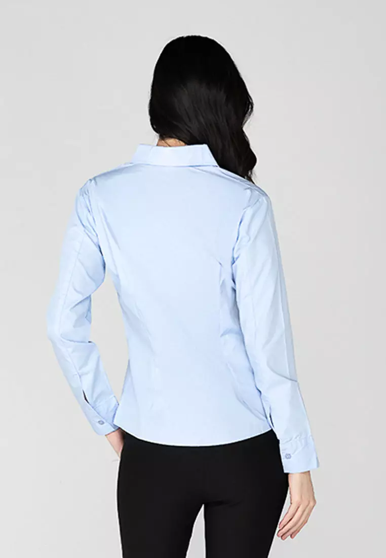 Della Pinstripe Long Sleeve Office Blouse
