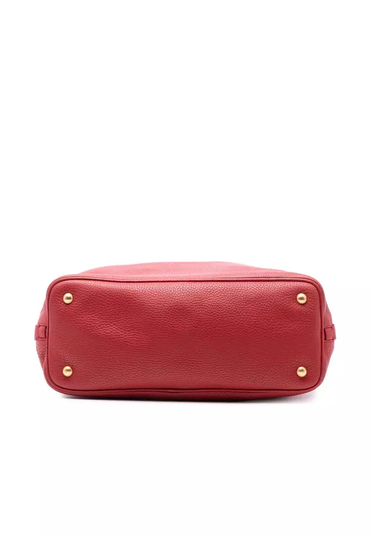 Pre-Loved Prada Vitello Daino Side Zip Shopper Tote