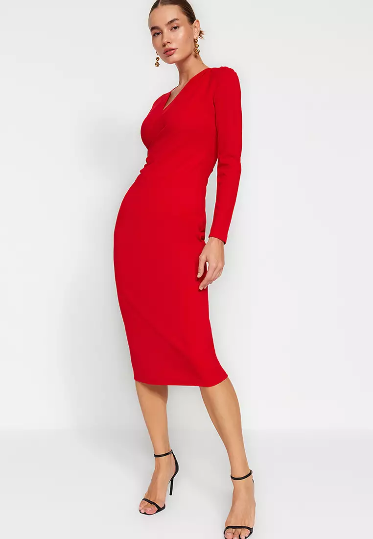 Drape Effect Midi Dress