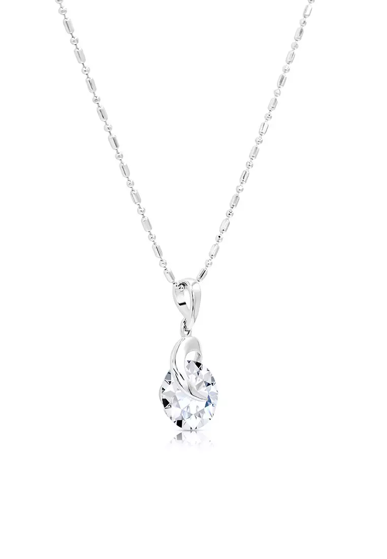 SO SEOUL Callista Twisted Solitaire Diamond Simulant Cubic Zirconia Pendant Chain Necklace