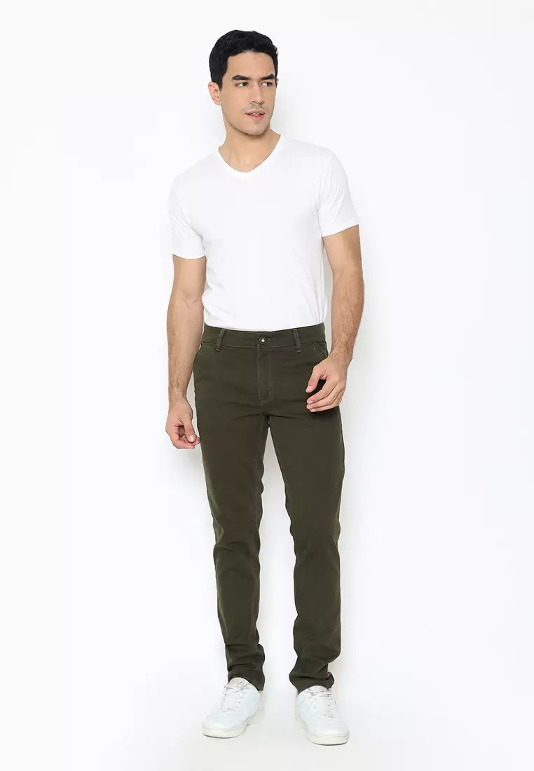 Long Pants Chinos Slim Fit Forever Dk Green