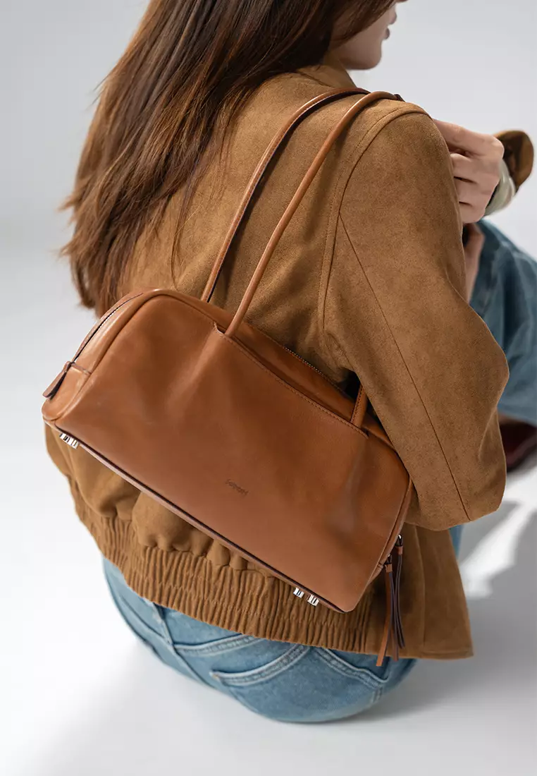 TONA Pocket East West Boston Bag - Caramel