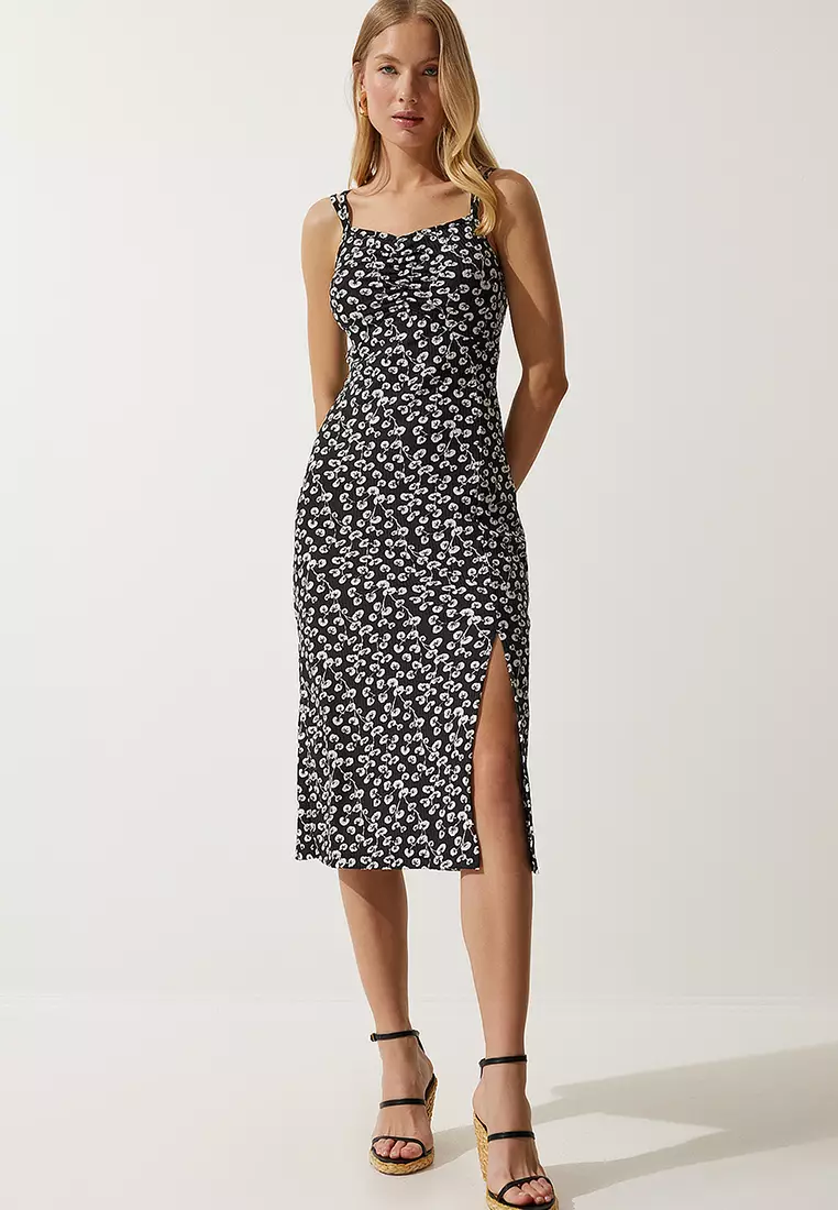 Patterned Double Strap Knitted Dress