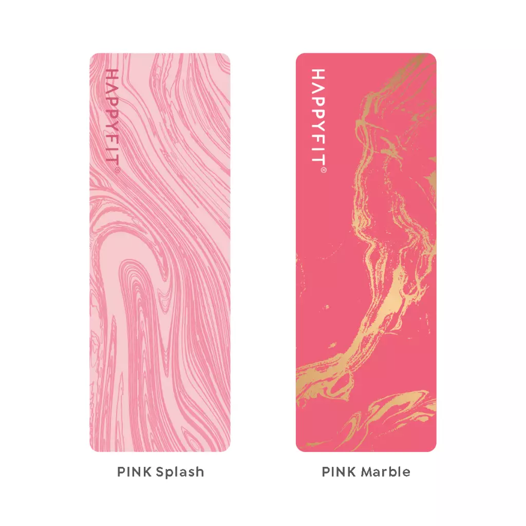 HAPPYFIT Travel Suede 1,5mm Yoga Mat Pink Marble