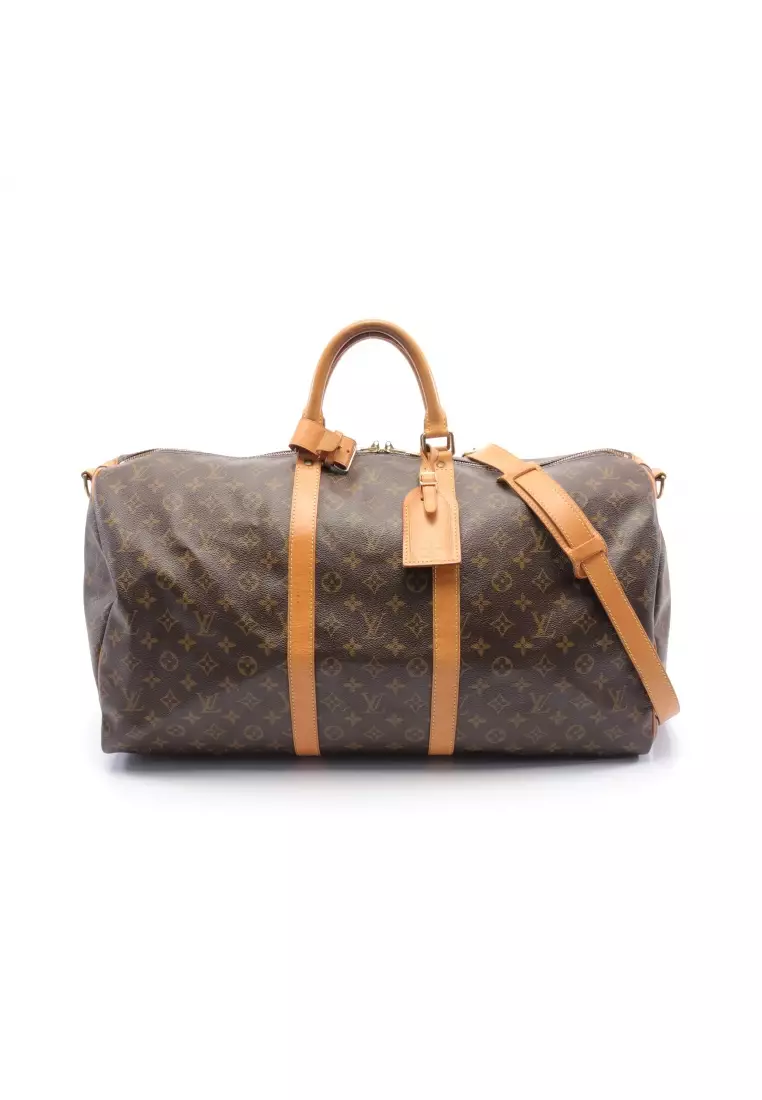 LOUIS VUITTON Monogram Keepall Bandouliere 55 Boston Bag