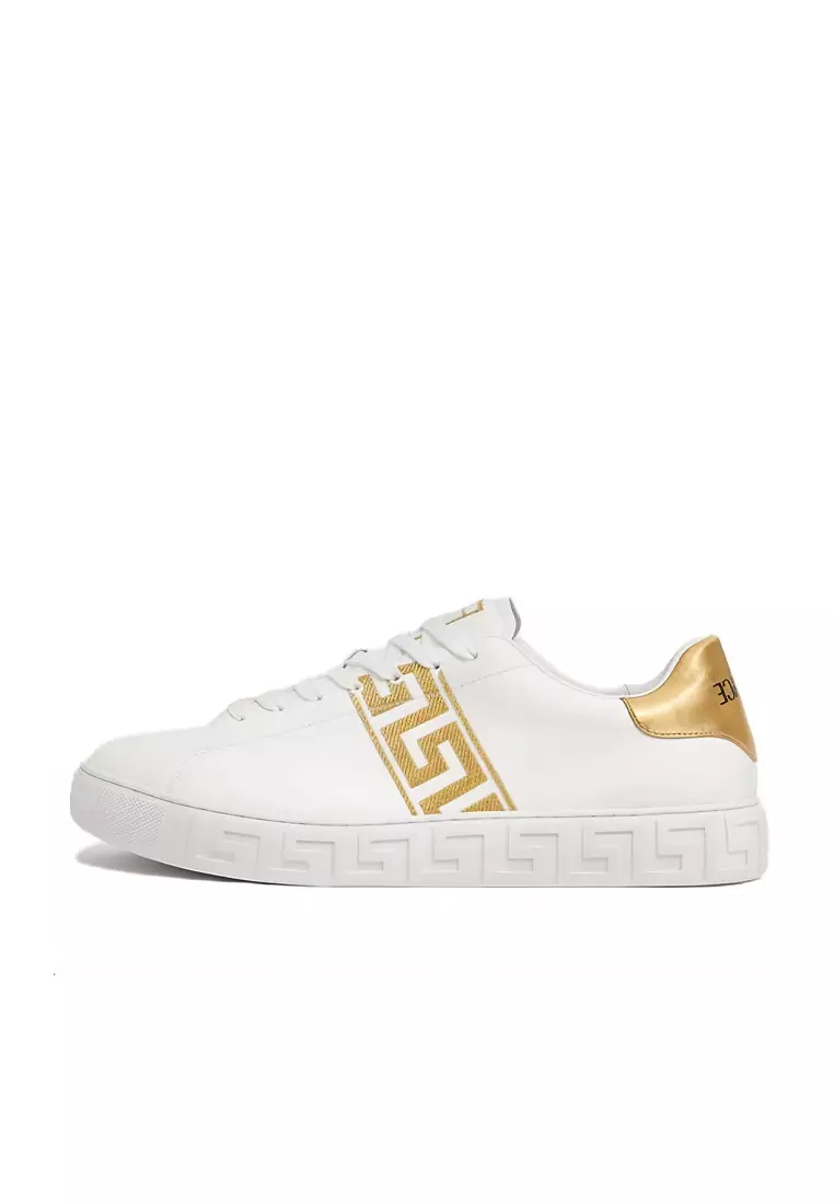 Men's Greca Embroidered Low-Top Sneakers 10144601A00776 2W110