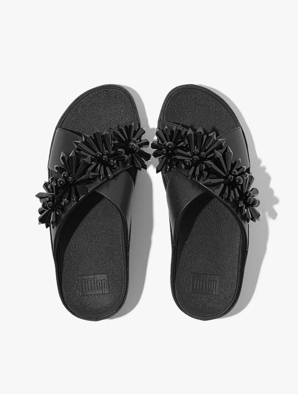Fitflop Rumba Starburst-Bead Cross Slides - Black