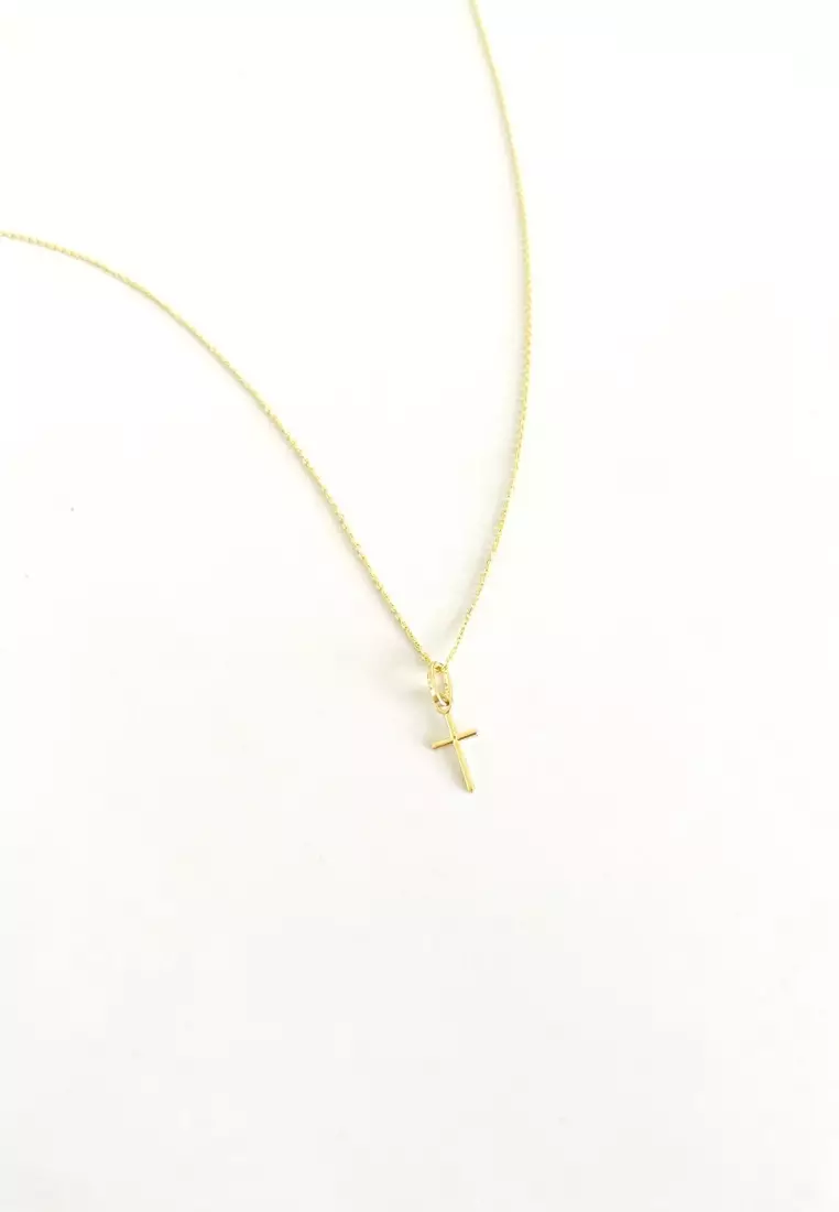 Collana Croce Mini 18K Gold Necklace in 16”