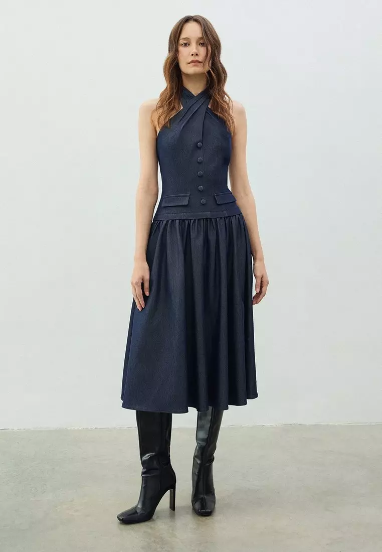 halter neck vest dress Ladylike Black Halter Vest Dress