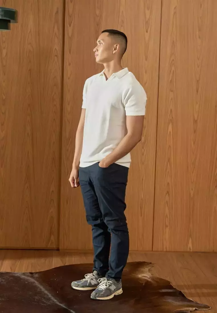 Kale Matteo White / Kaos Rajut Polo Lengan Pendek Pria