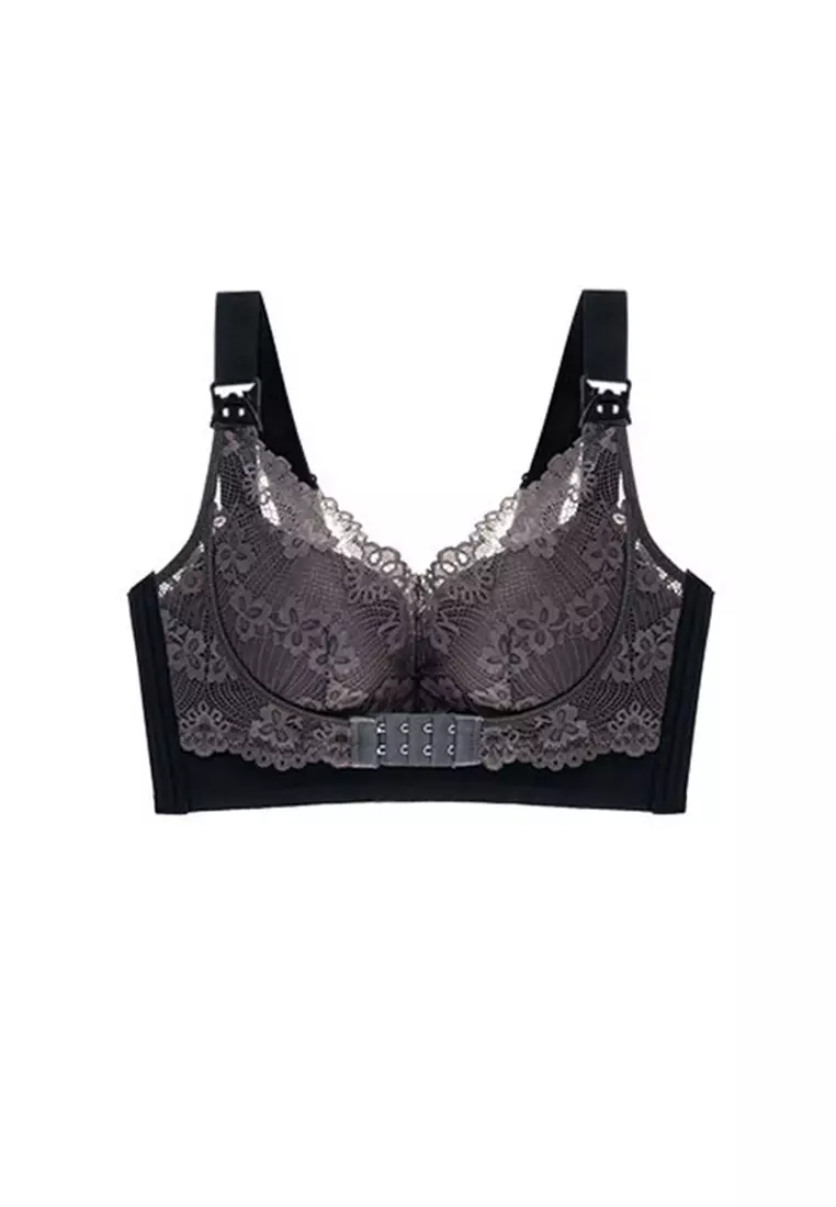 Buy ZITIQUE Women's Wireless Thin Cup Lace Breast-feeding Bra - Black 2024  Online