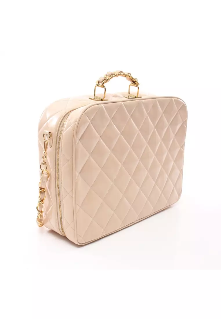 Chanel Pre-loved CHANEL matelasse vanity bag Handbag Patent leather light beige  gold hardware 2WAY 2023, Buy Chanel Online