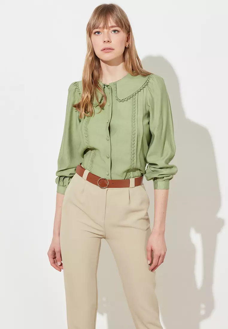 Trendyol Basic Oversized Satin Shirt in Ecru