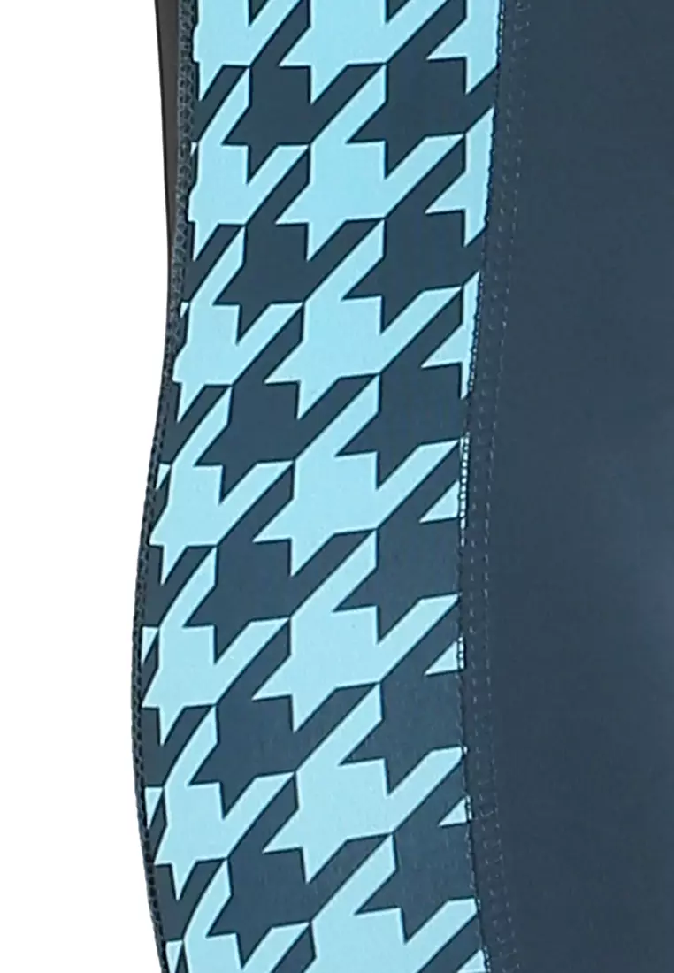 几何有氧运动/锻炼蓝色紧身裤