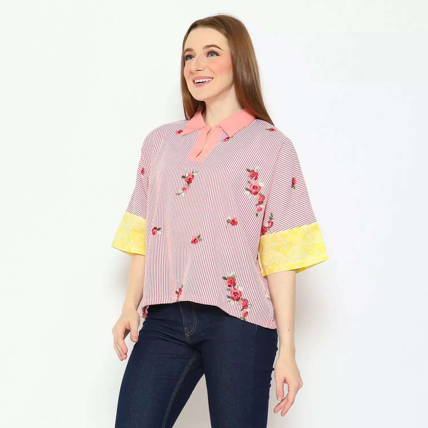 Blouse Batik Wanita - Bhatara Batik Solstice - Atasan Batik Modern Lengan Pendek