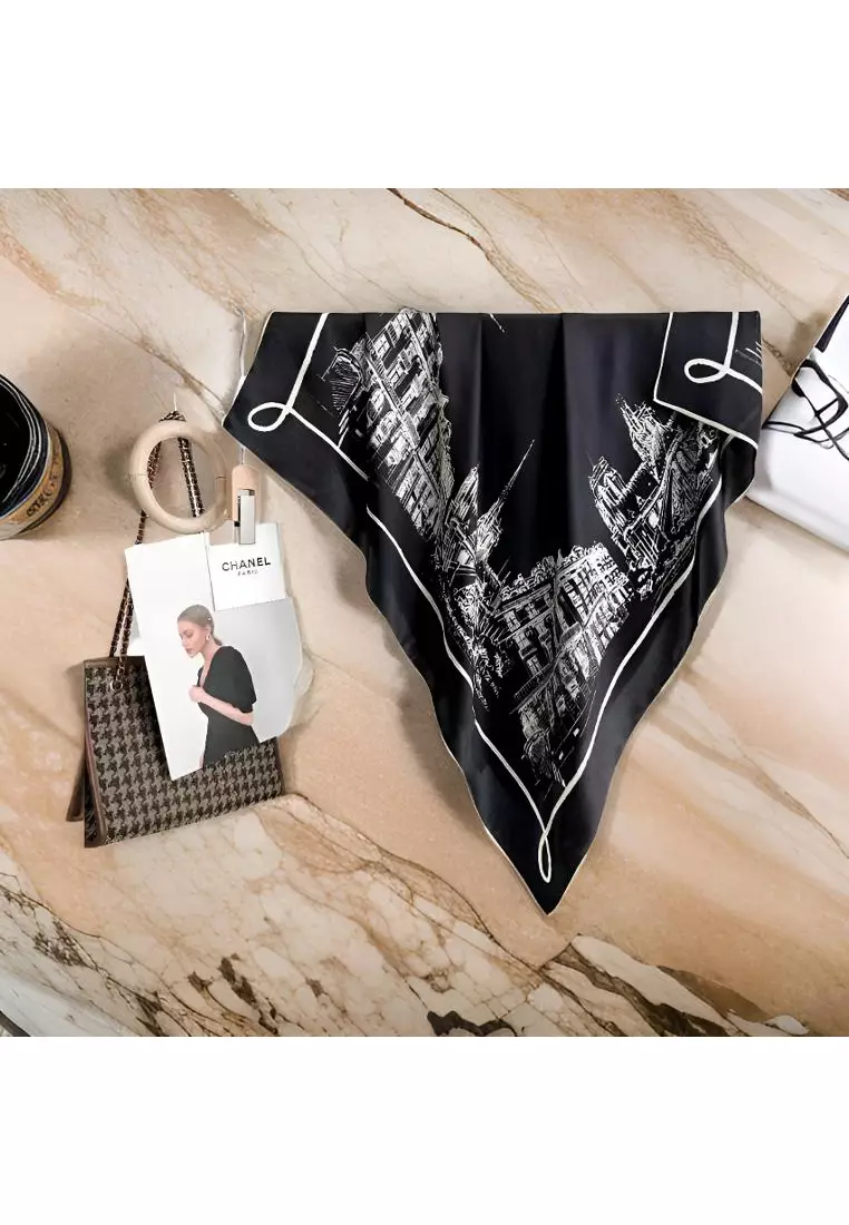 Luxury Silk Ladies' Large Scarf, Sun-Proof Crepe Satin, Premium Souvenir.