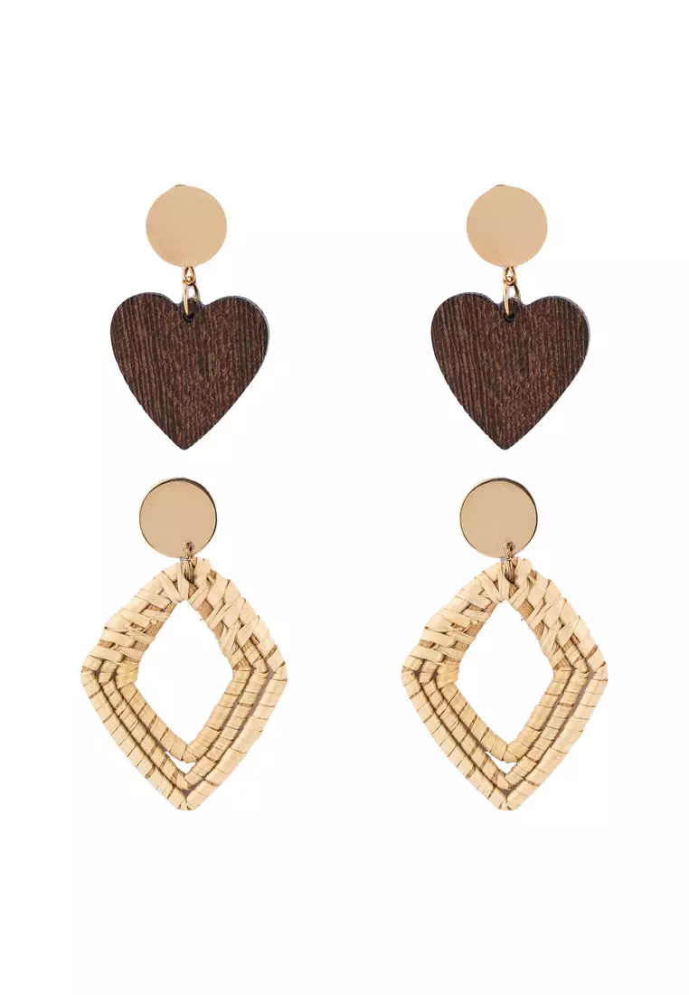 2-in-1 Hearts & Diamonds Earrings Set
