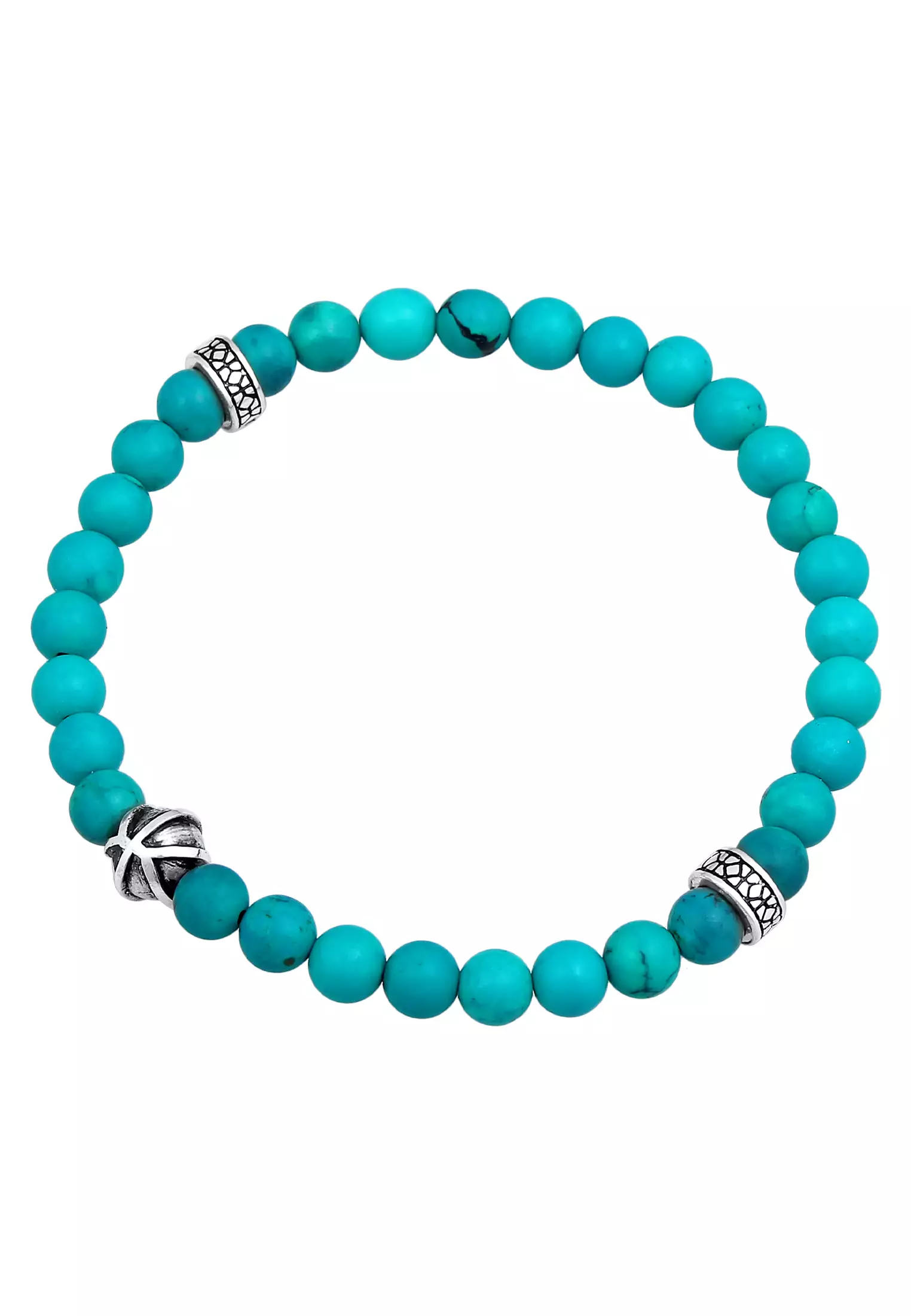 Men's Turquoise Howlite Bead Bracelet – Silver Logo Detail