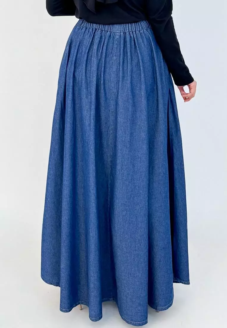 Naura Denim Skirt (Rok Denim Flare) Panjang 102 cm