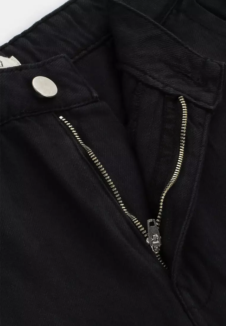 Black High Waist Cargo Pocket Pants