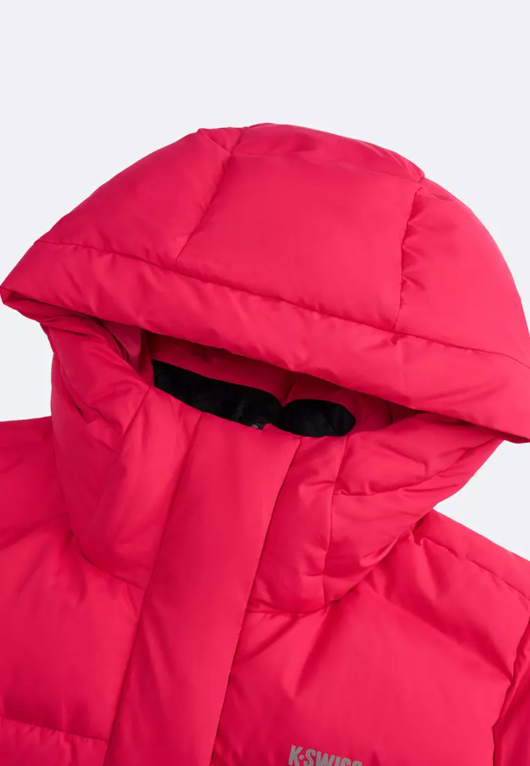 女裝 K-SWISS LOGO 防風長版鵝絨羽絨外套