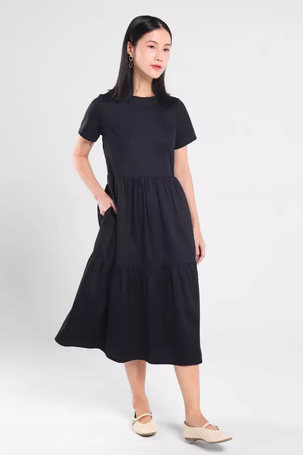 Minimal - Marizza - Dress A Line - Black Warna Black