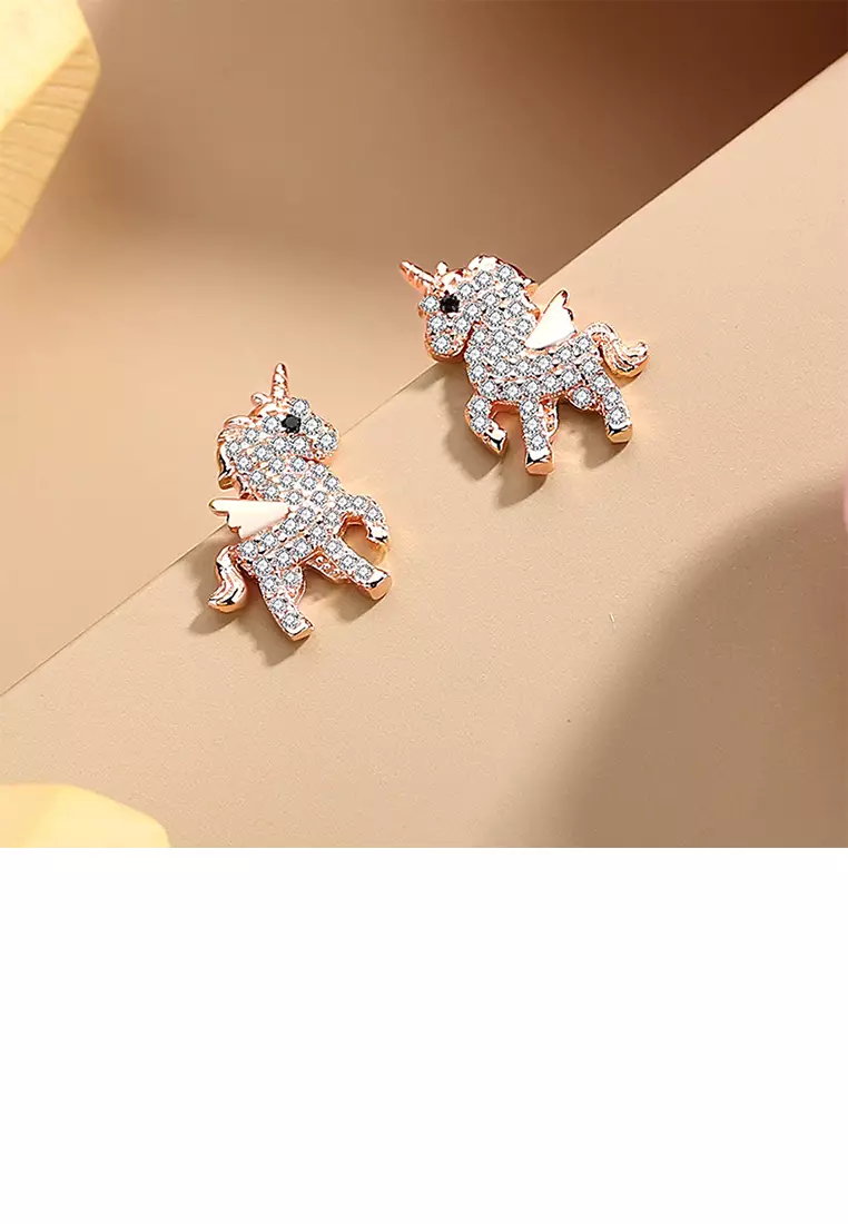Gold unicorn stud earrings cheap
