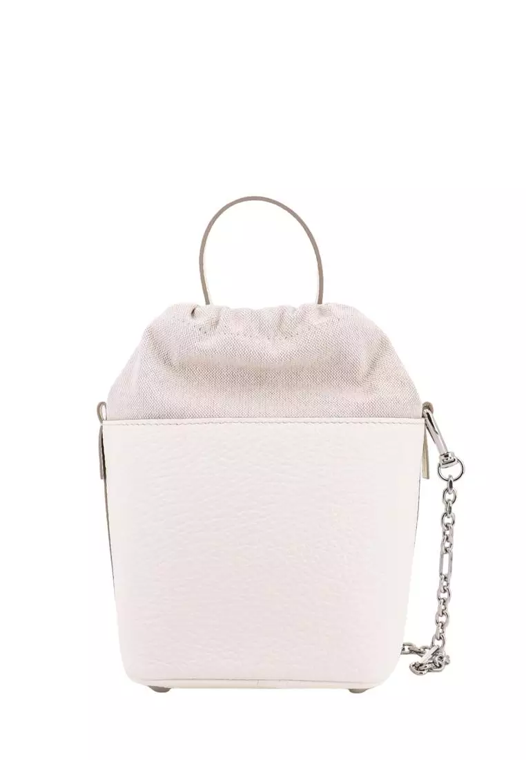 White bucket bag on sale leather