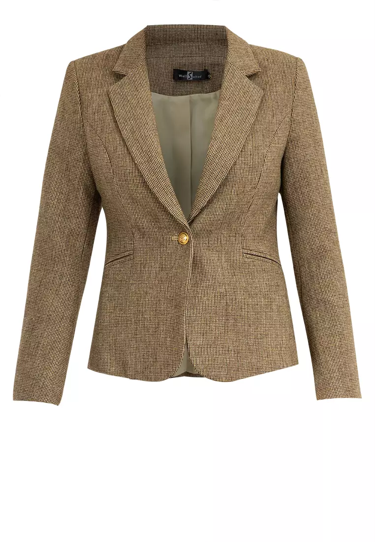 Slim Micro Houndstooth Blazer