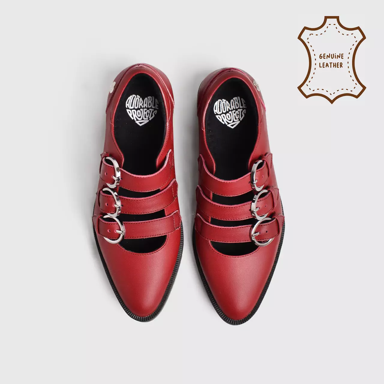 Ganeeta Mary Jane Genuine Leather Maroon