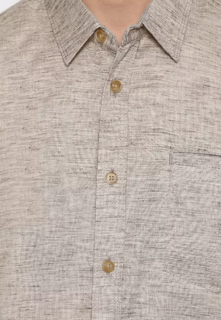 POLICE Kemeja Polos Cotton Coffee Regular Fit Pria