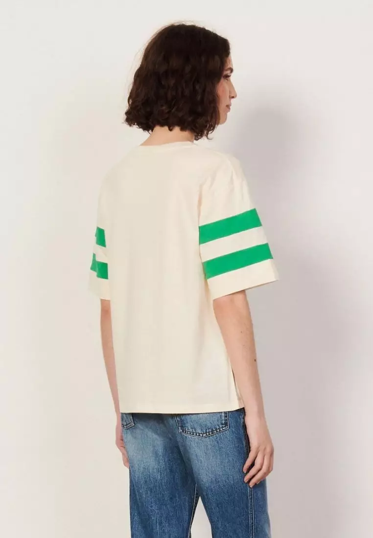 Sandro cardigan discount with contrasting slogan