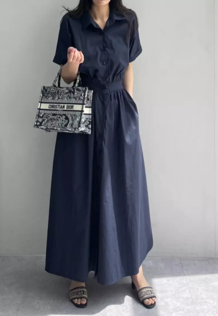 Elegant collar-style single-breasted dress CA25091911BK