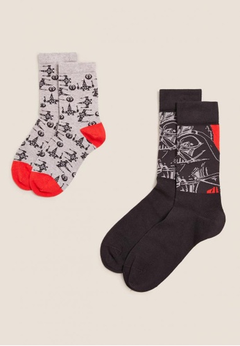 MARKS & SPENCER multi M&S COLLECTION 2 Pack Mini Me Star Wars Socks F368FAA16D9E62GS_1
