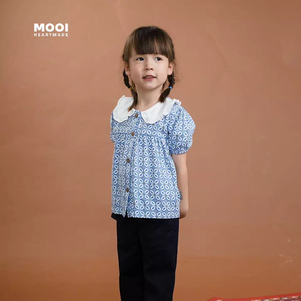 Mooi Atasan Batik Anak Perempuan Kinarih Batik Top - Winter Blue
