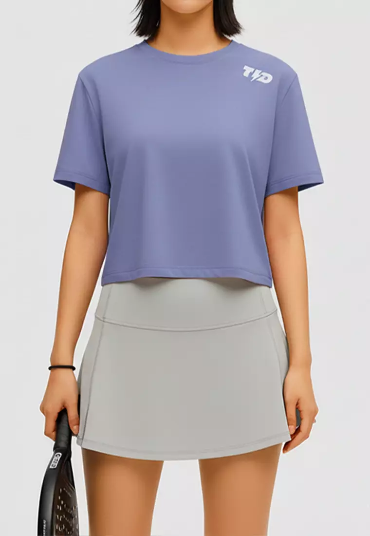 LSE12 Kaos Padel Top Crop T Shirt Olahraga Dryfit Wanita medium violet