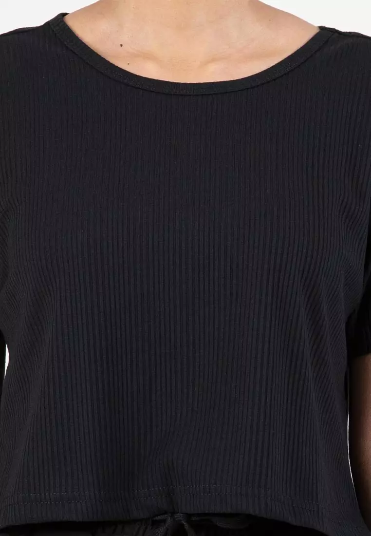 Forest Ladies Ribbed Crop Top Women Crop T-Shirt | 822343-01Black