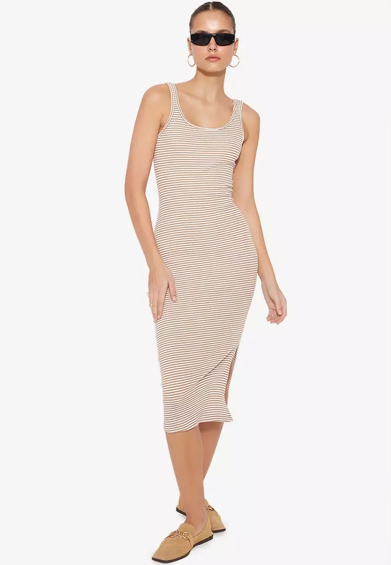 Buy Trendyol Striped Ribbed Stretch Knit Dress 2023 Online