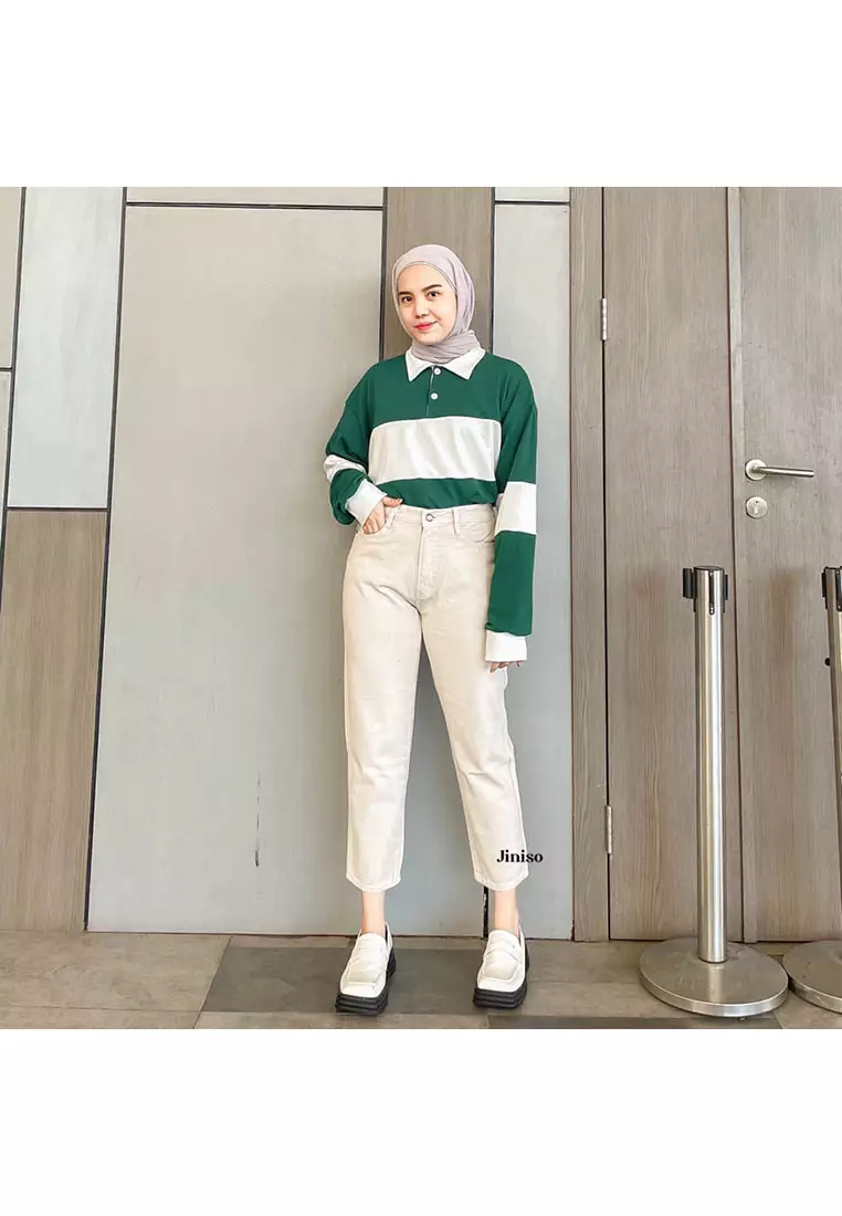 Highwaist Mom Jeans Khaki 357 BREAK FREE