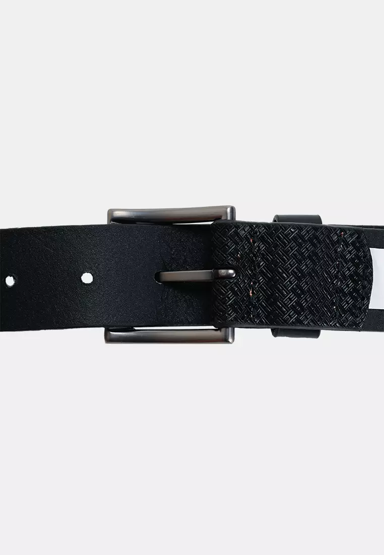 標誌印花方形扣皮革腰帶 - TH 主線