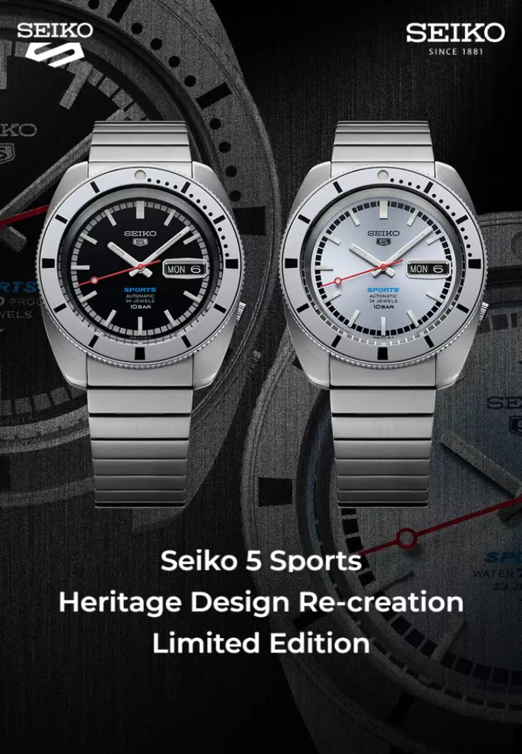 Seiko 5 Sports ‘Pepper Black’ 1968 Heritage Design Re-creation Limited Edition Automatic Watch SRPL05K1