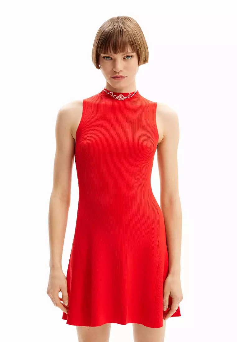 Desigual Woman Short ribbed skater dress.