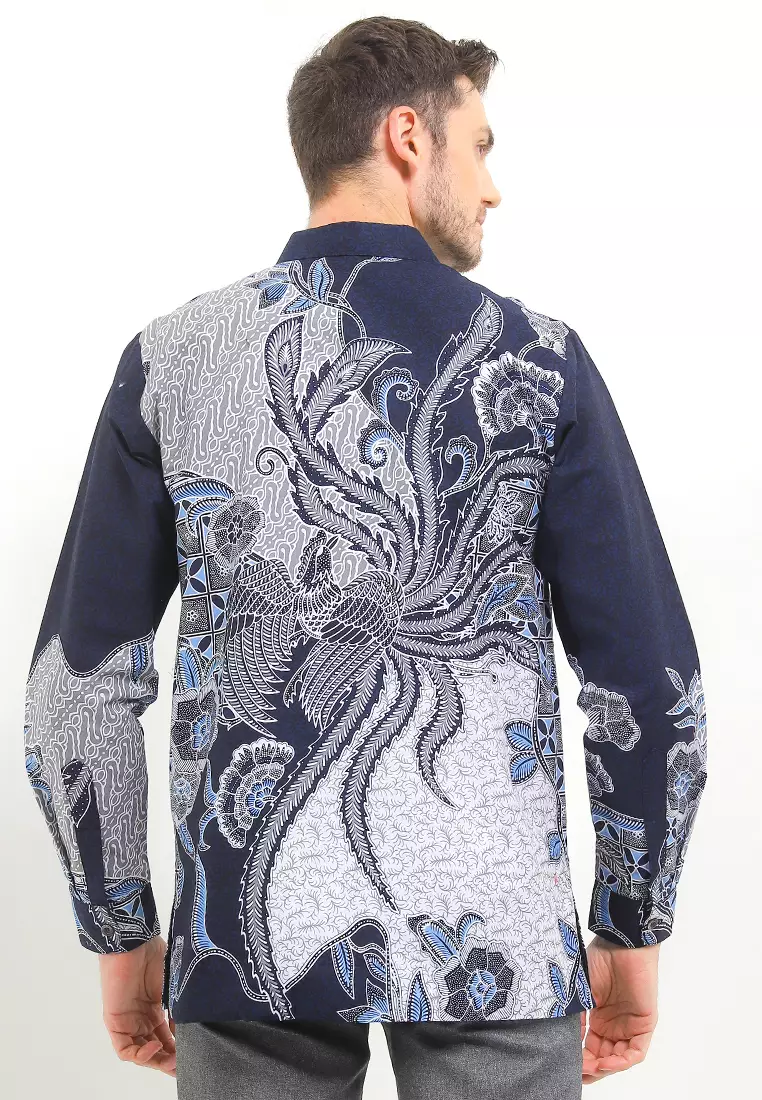 Kemeja Pria Lengan Panjang Furing Bernando Lining Navy