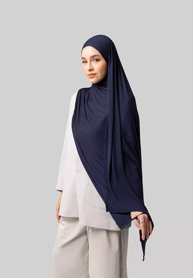 Kami Featherlite Plain Pashmina Navy