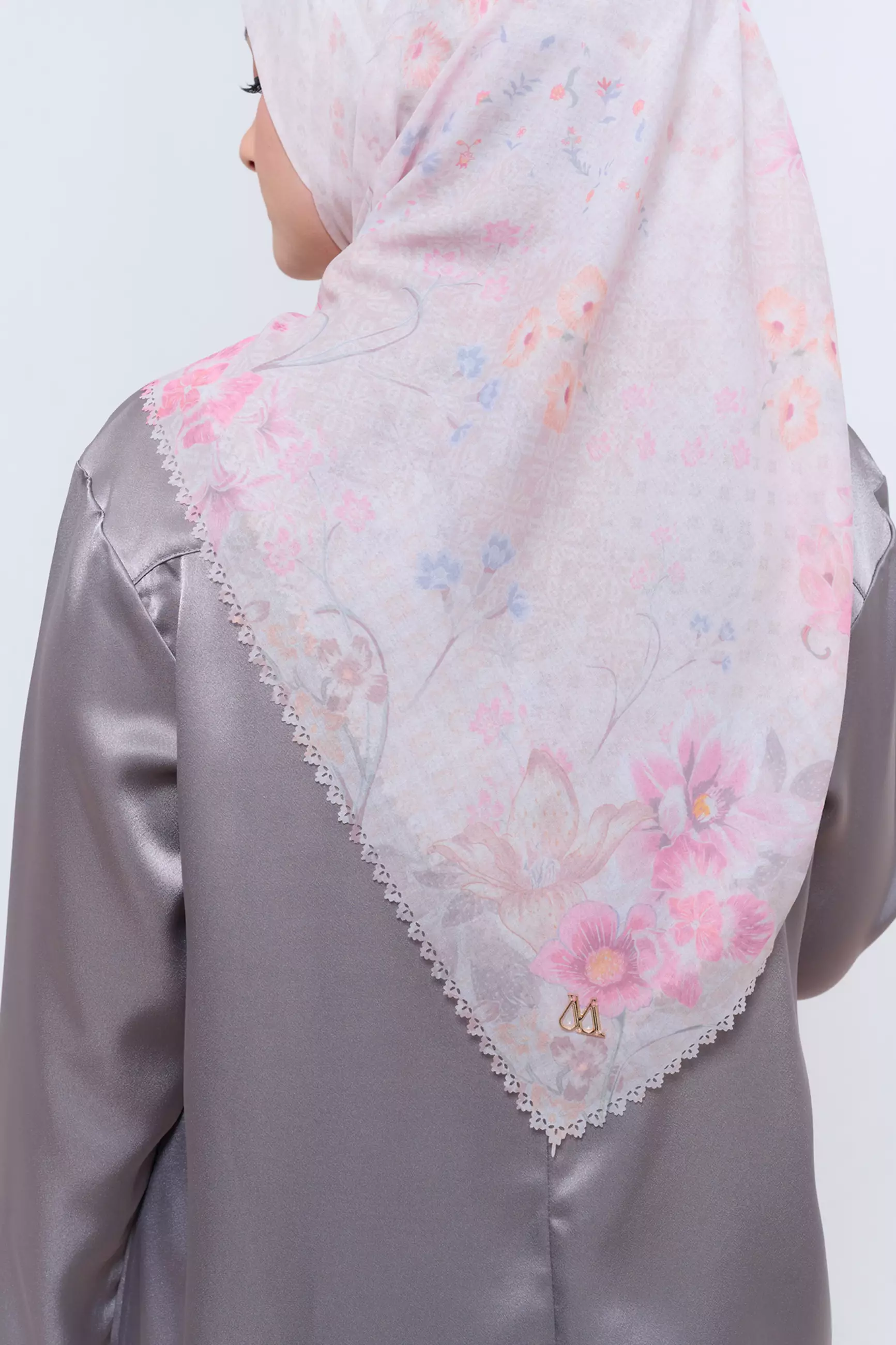 MFMW House Of Petals Scarf - Kerudung Segi Empat Premium Motif Bunga - Muted Beige
