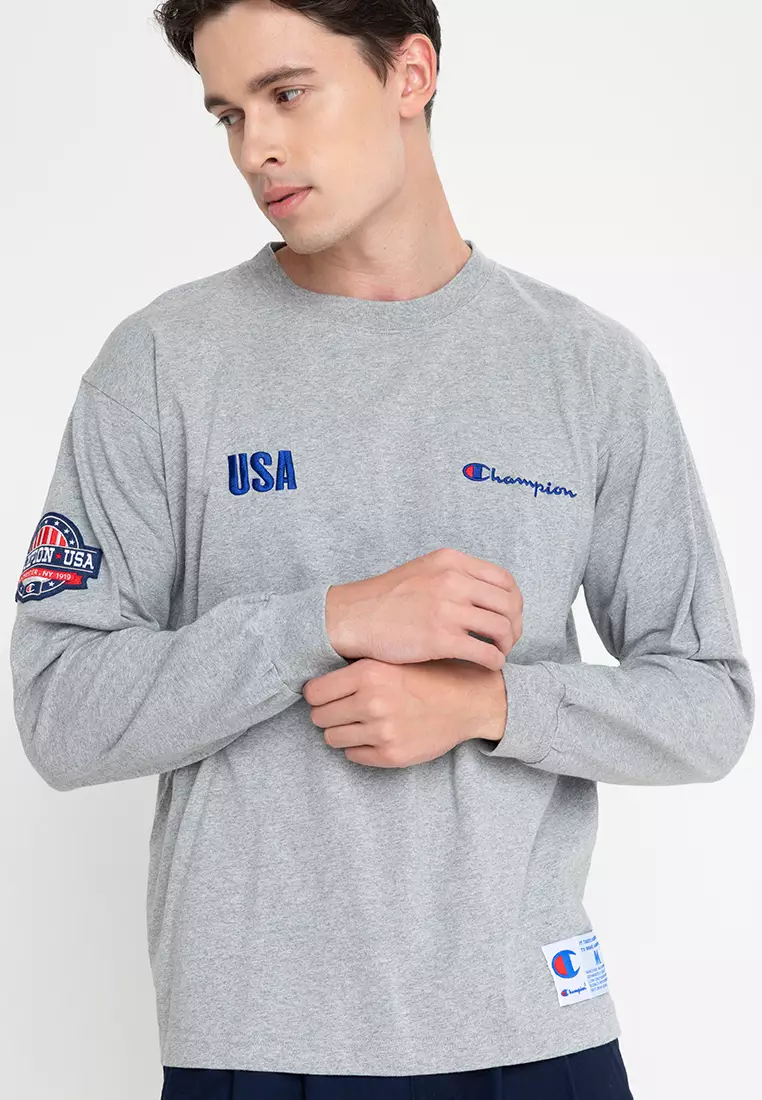 Grey long sleeve top champion shirt