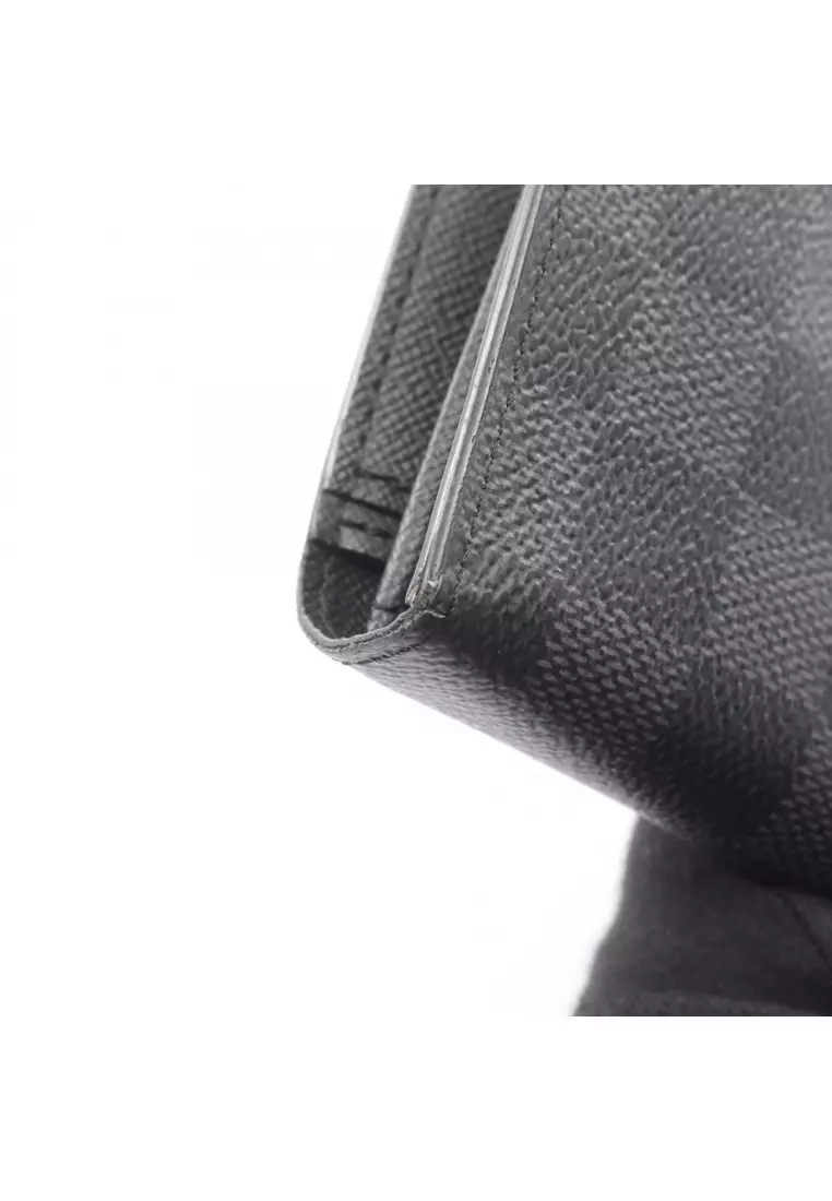 Pre-Loved Louis Vuitton Portefeuil Brother Damier Graphite Bi-fold Long Wallet PVC leather black