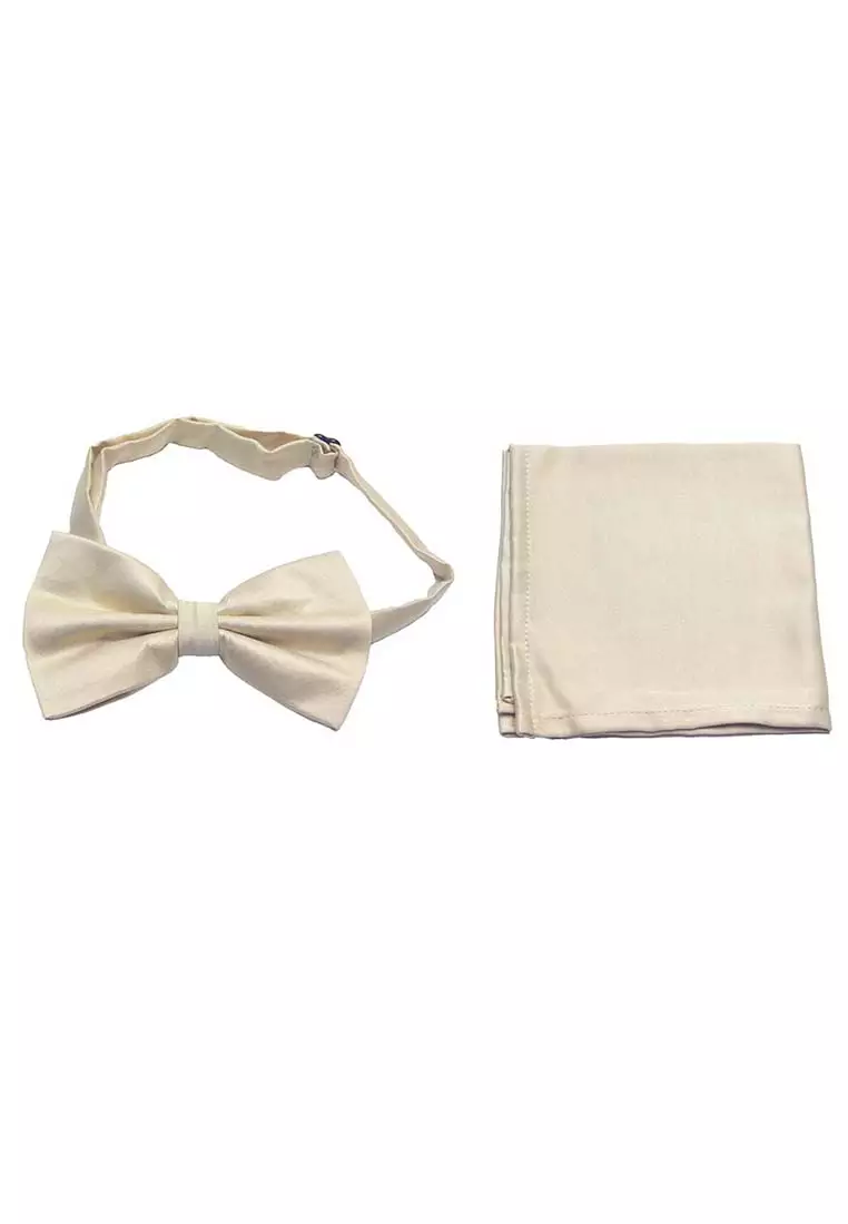 Houseofcuff Dasi Kupu Bowtie Pocket Square Saputangan Krem Muda A13