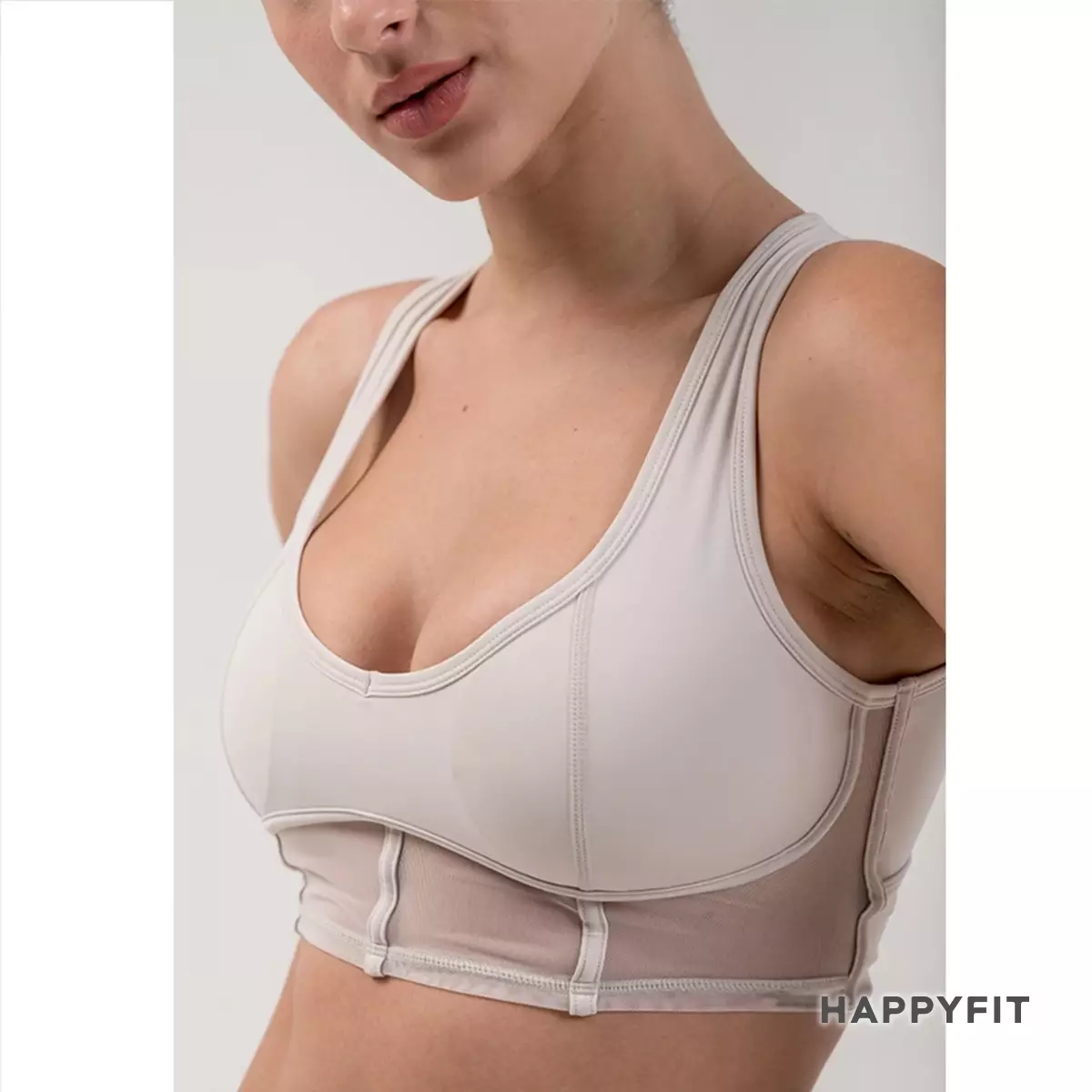 Happyfit Allure Mesh Sports Bra / Bra Olahraga Wanita - Almond Milk